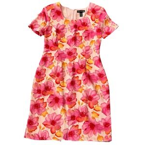 Valerie Dresses Silk Floral Dress 6P Petite Fit & Flare Pink Orange